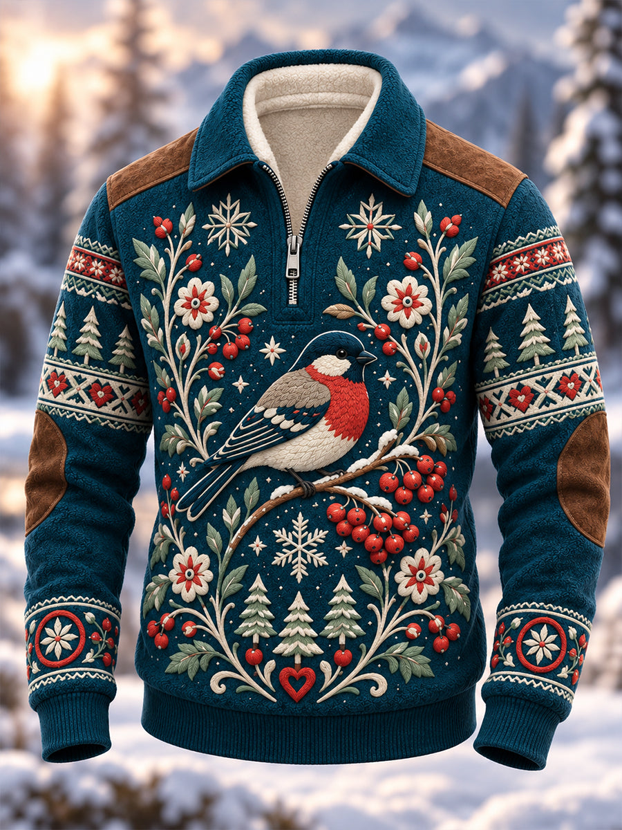 Men's Nordic Forest Animals Waffle Long Sleeve T-Shirt