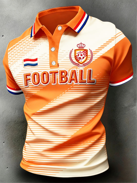 Heren Nederlandse voetbalpolo met gestreept patroon en casual pasvorm 2026