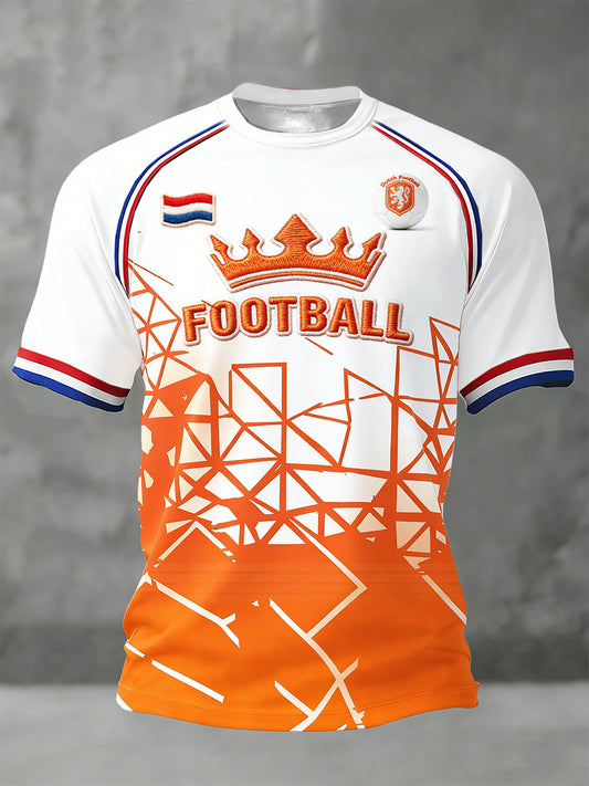 Heren Nederland 2026 Voetbalprint Casual Trui met Vrije Schouders T-shirt
