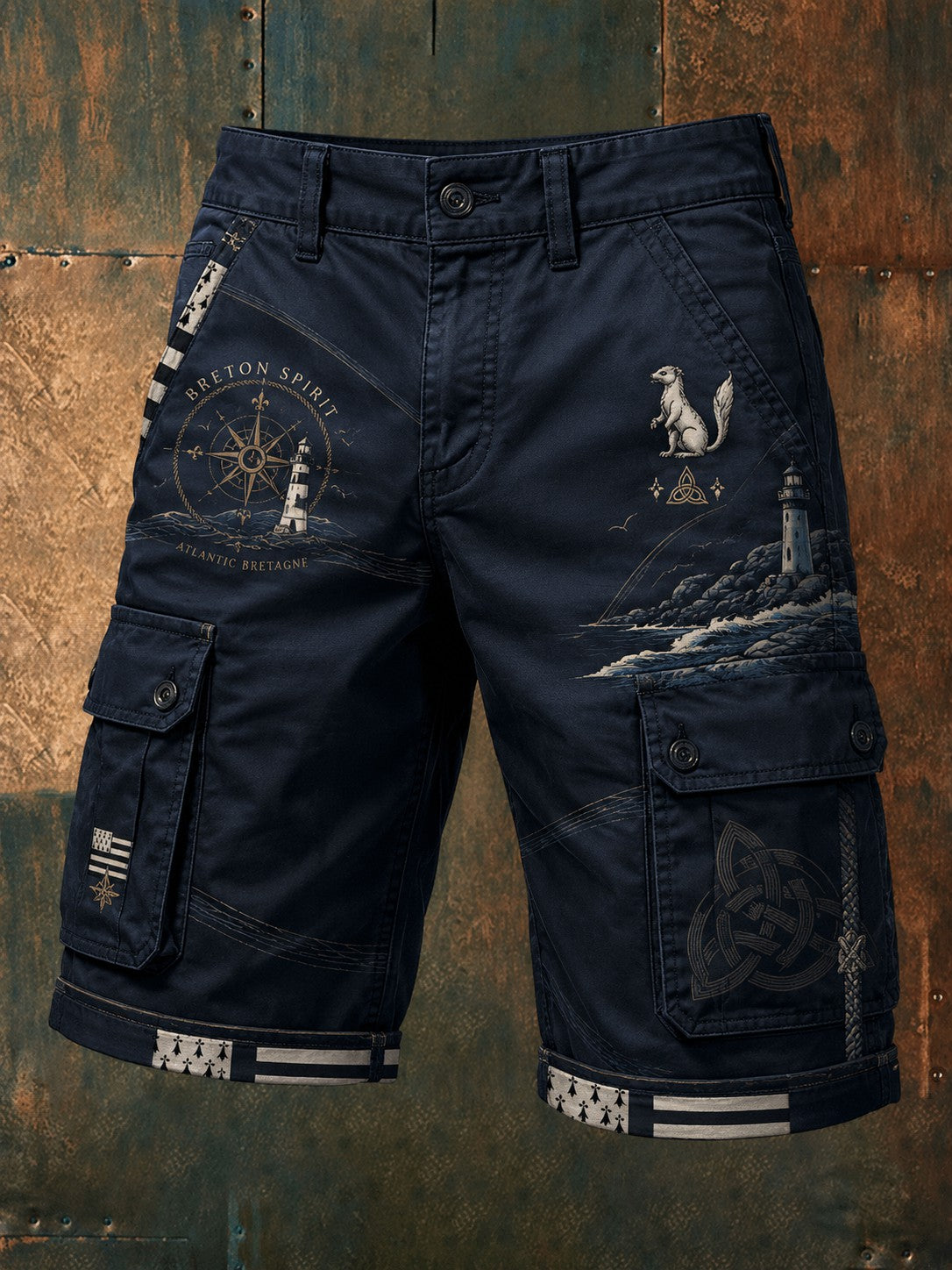 Shorts à imprimé celtique breton pour hommes