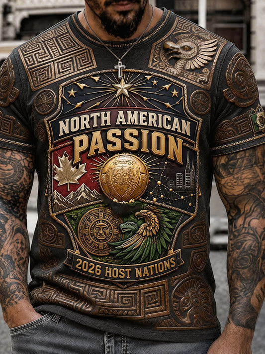 Camiseta estampada con diseño artístico para amantes del fútbol mexicano, para hombre