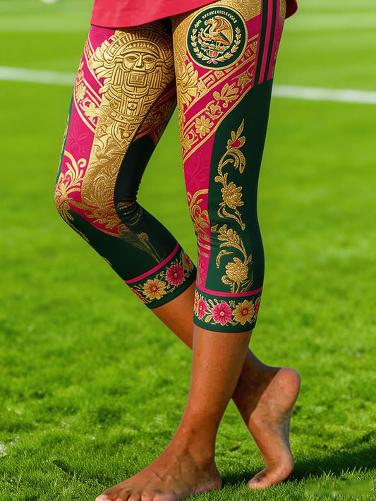 Arte del amante del fútbol de México de las mujeres impreso polainas