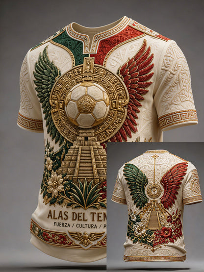 Camiseta estampada con diseño artístico para amantes del fútbol mexicano, para hombre