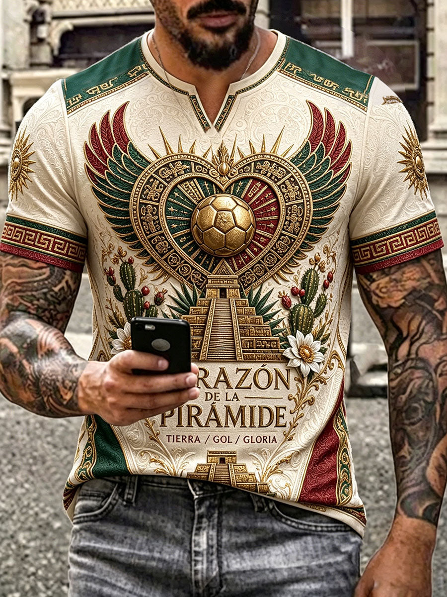 Camiseta estampada con diseño artístico para amantes del fútbol mexicano, para hombre