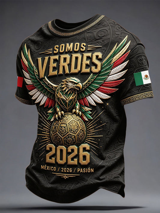 Camiseta estampada con diseño artístico para amantes del fútbol mexicano, para hombre