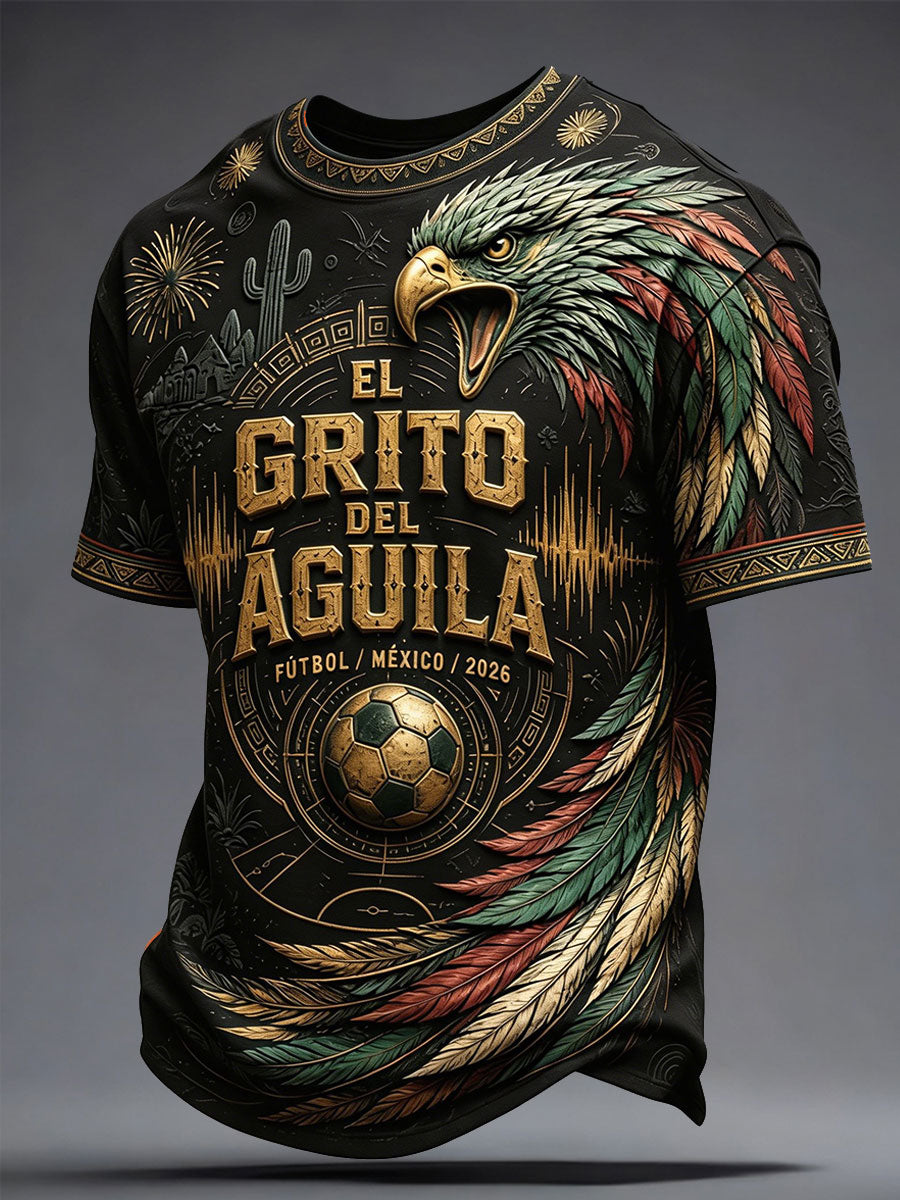 Camiseta estampada con diseño artístico para amantes del fútbol mexicano, para hombre