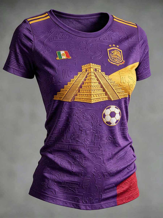 Camiseta estampada de fútbol mexicano para mujer