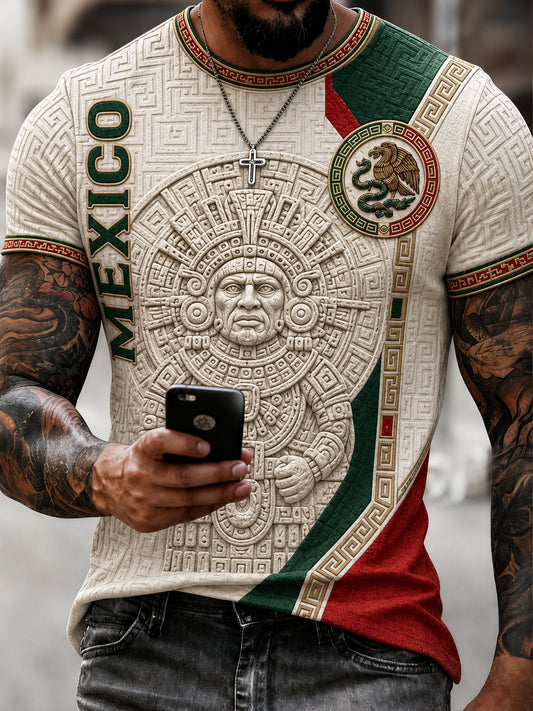 Camiseta con estampado artístico temático para aficionados al fútbol mexicano masculino