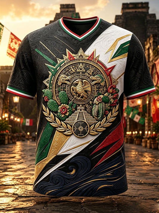 Camiseta estampada con diseño artístico para amantes del fútbol mexicano, para hombre
