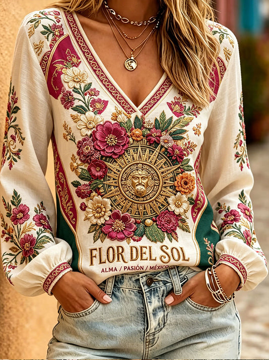 Tops de lino estampados arte del amante del fútbol de México de las mujeres