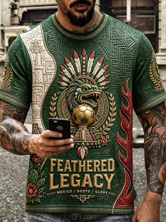 Camiseta estampada con diseño artístico para amantes del fútbol mexicano, para hombre