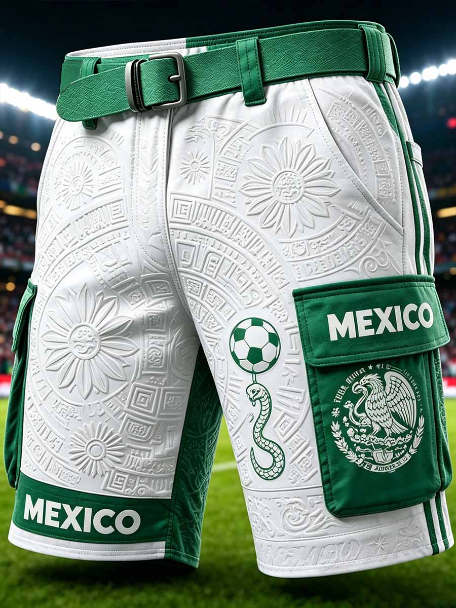 Pantalones de trabajo informales para hombre con estampado mexicano de fútbol