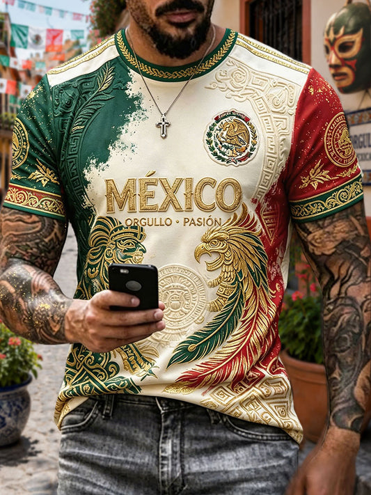Camiseta estampada con diseño artístico para amantes del fútbol mexicano, para hombre