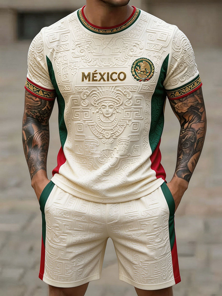 Conjuntos estampados con diseño de amor por el fútbol mexicano para hombre