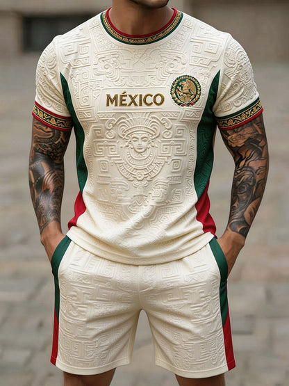 Conjuntos estampados con diseño de amor por el fútbol mexicano para hombre