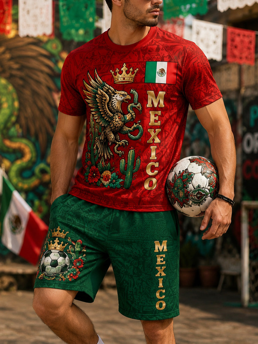 Conjunto de camisetas con estampado artístico para animar en partidos de fútbol mexicano masculino