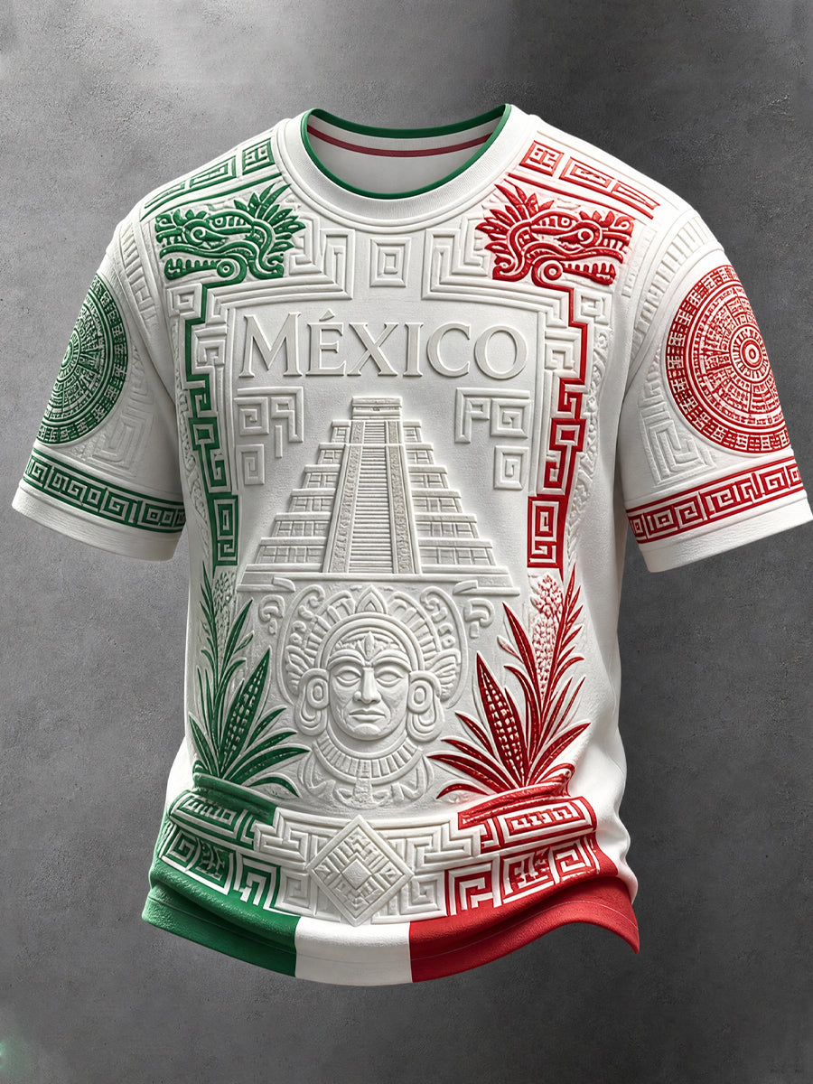 Entusiasta de fútbol de arte mexicano impreso camiseta casual de manga corta