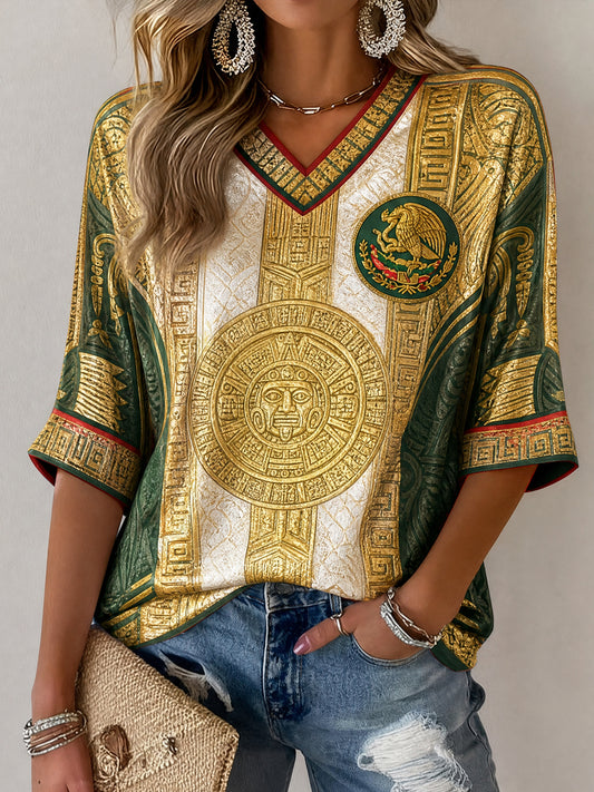 Camiseta con estampado artístico para aficionados al fútbol y al arte mexicano