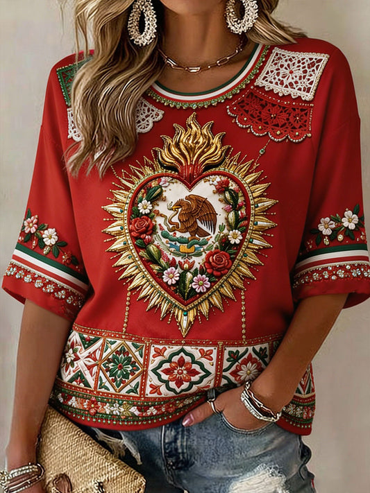 Camisetas estampadas con arte del orgullo mexicano para mujer