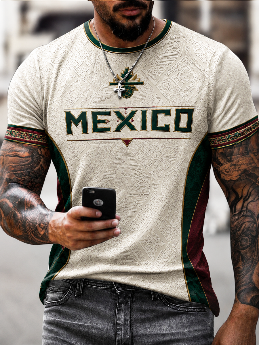 Camiseta de hombre de México estampada con mangas cortas