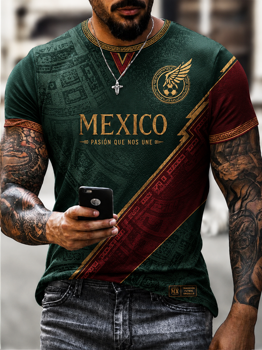 Camiseta de hombre de México estampada con mangas cortas