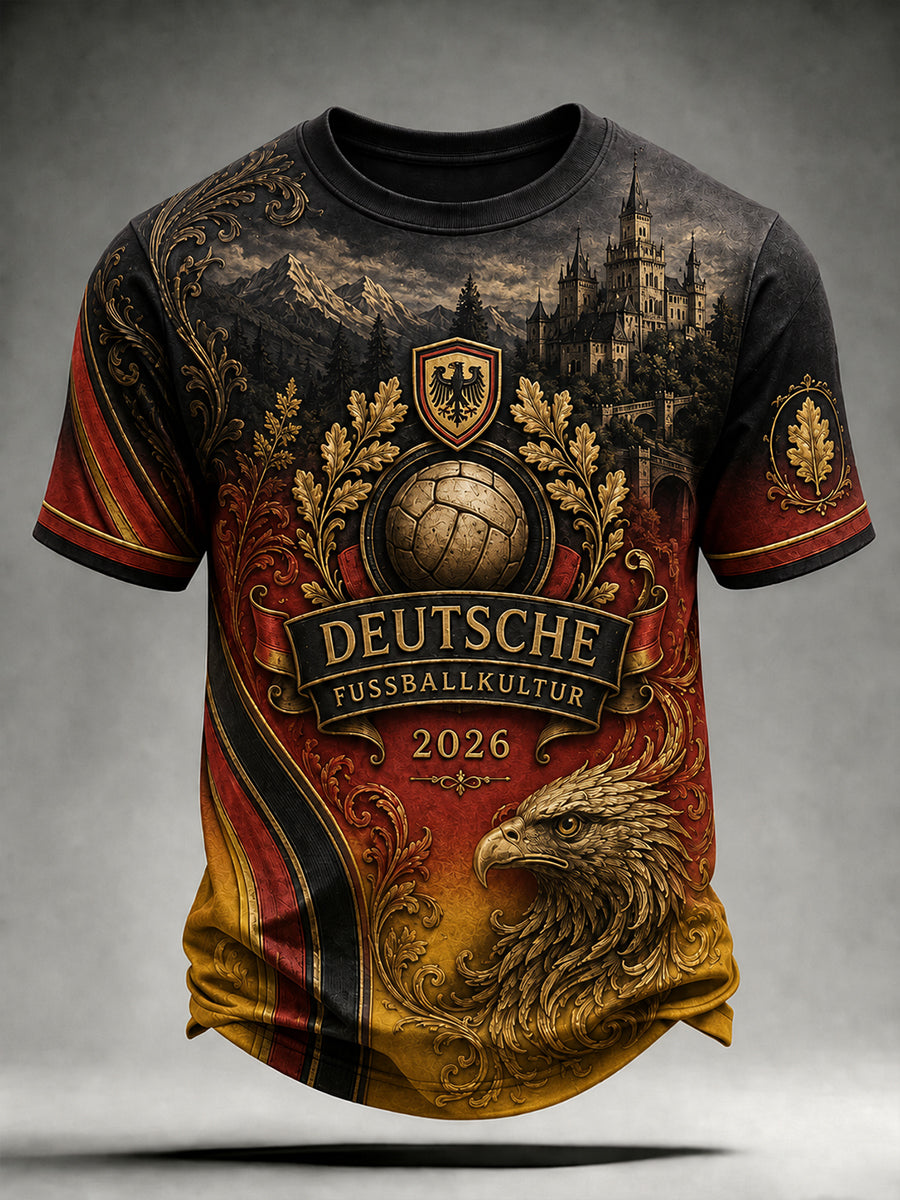 Herren-Vintage-Deutschland-Fußballfan-T-Shirt mit Aufdruck