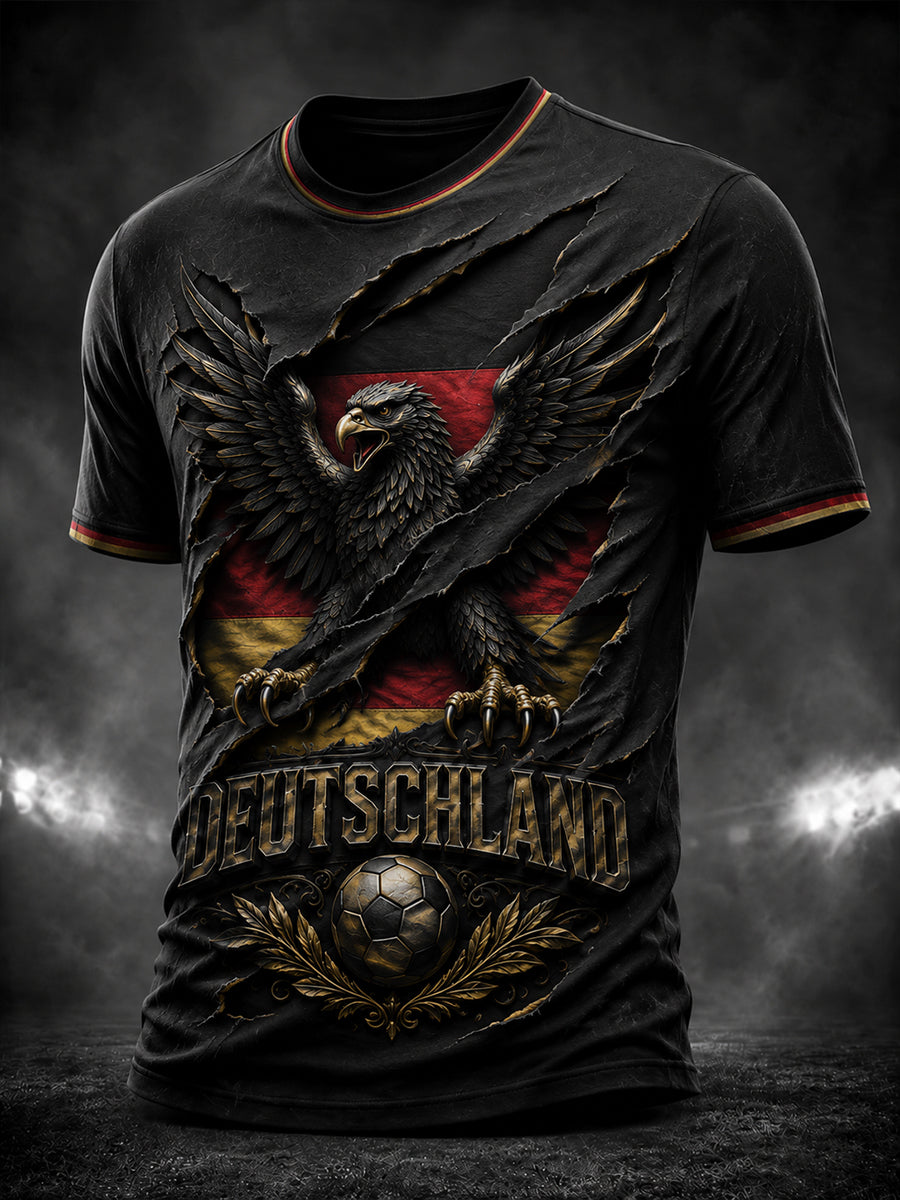 Herren Deutschland Adler Fußball Bedrucktes T-Shirt