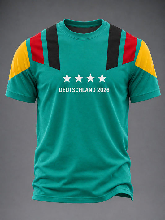 Herren Deutschland Fußball Fan 2026 Bedrucktes T-Shirt