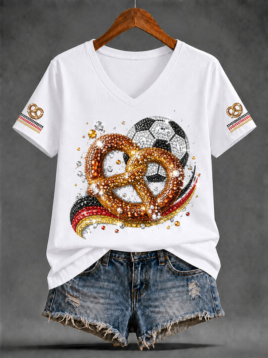 Damen-Freizeit-T-Shirt mit sommerlichem Fußball-Print