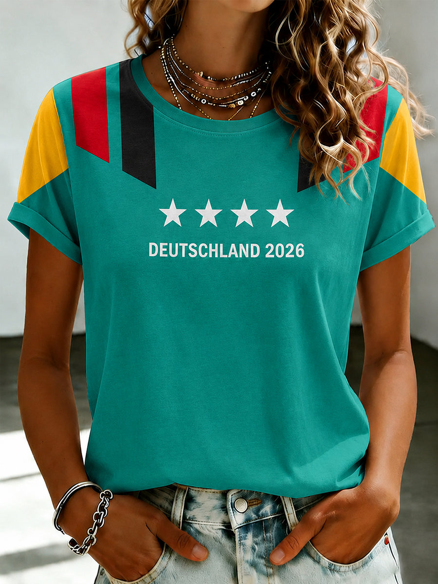 Frauen Deutschland Fußball Fan 2026 Bedrucktes T-Shirt