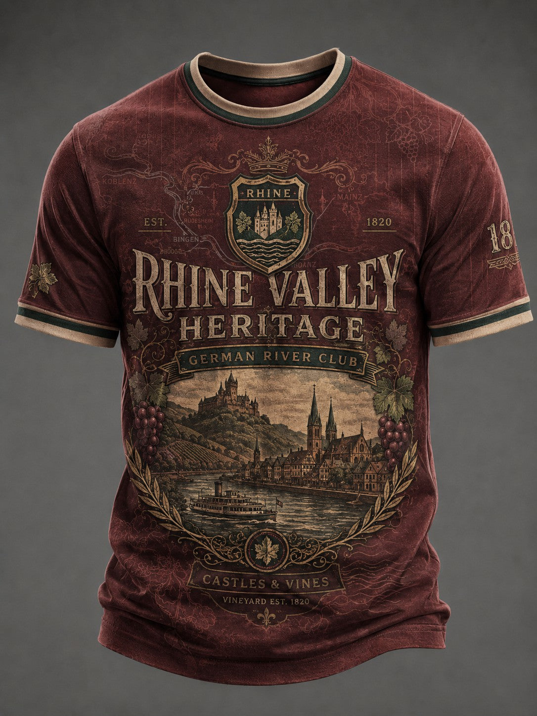 Herren-T-Shirt mit Rheintal-Print, Deutschland