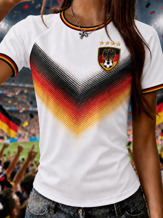 Damen-T-Shirt mit deutschem Fußballfan-Print