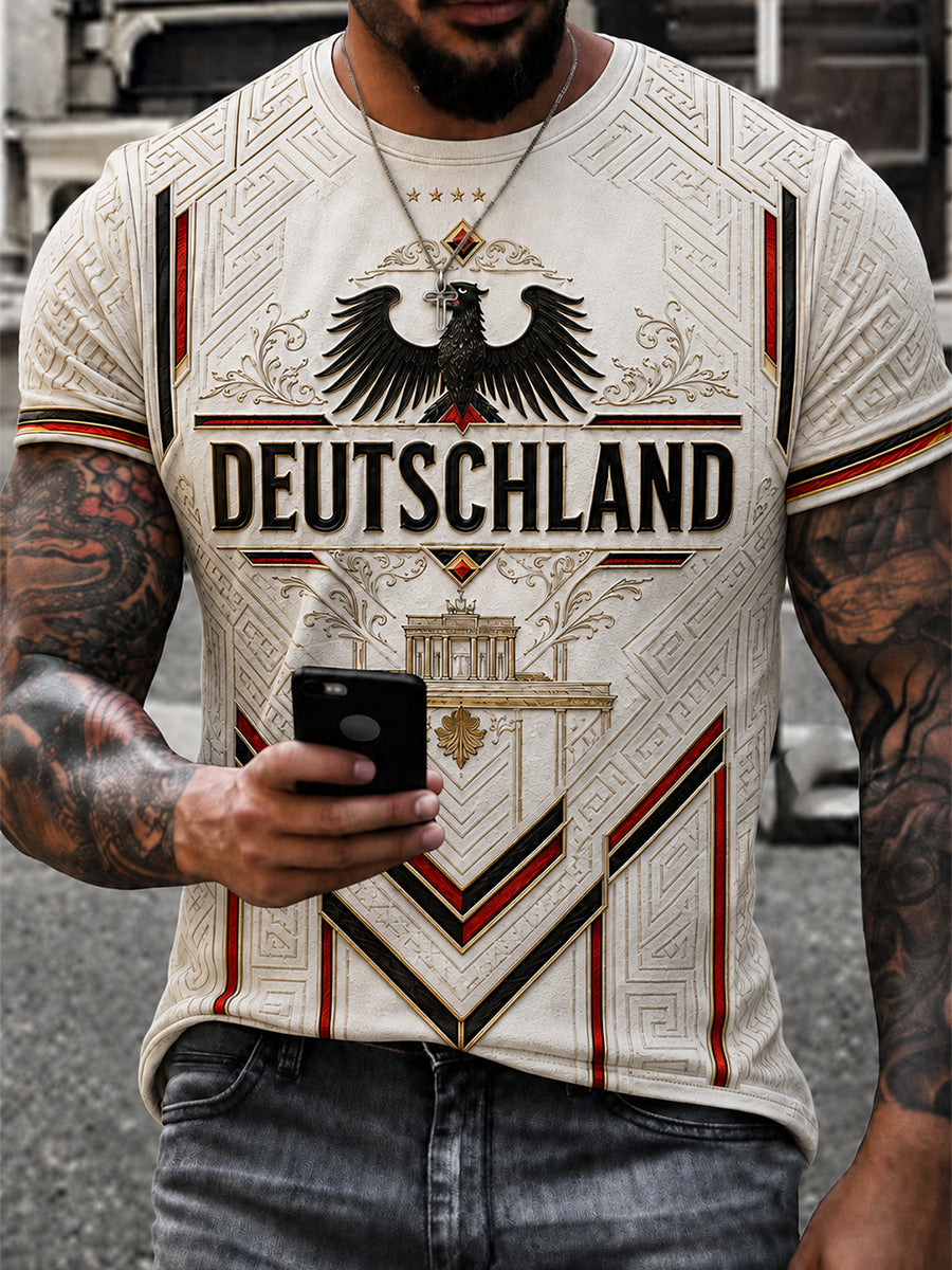 Herren T-Shirt mit kurzen Ärmeln, deutscher Fußball-Fan druck