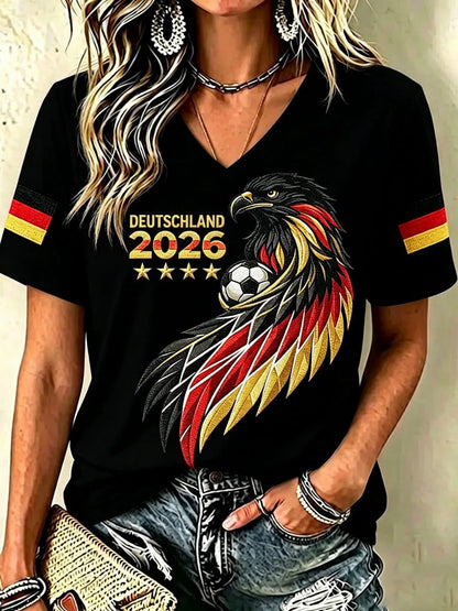 Frauen Deutschland Fußball Fan Bedrucktes T-Shirt