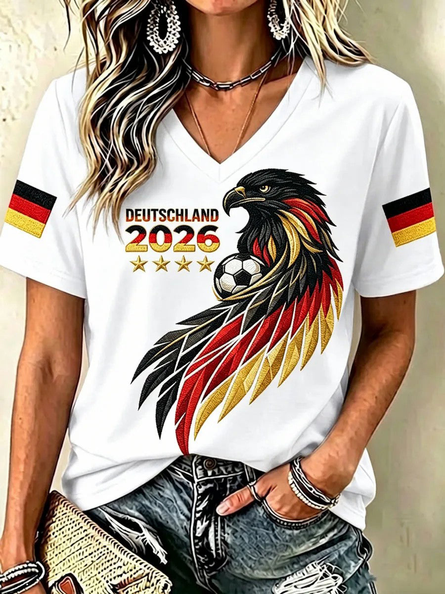 Frauen Deutschland Fußball Fan Bedrucktes T-Shirt