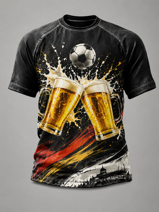 Männer deutscher Fußball und Bier Prost Grafik T-Shirt
