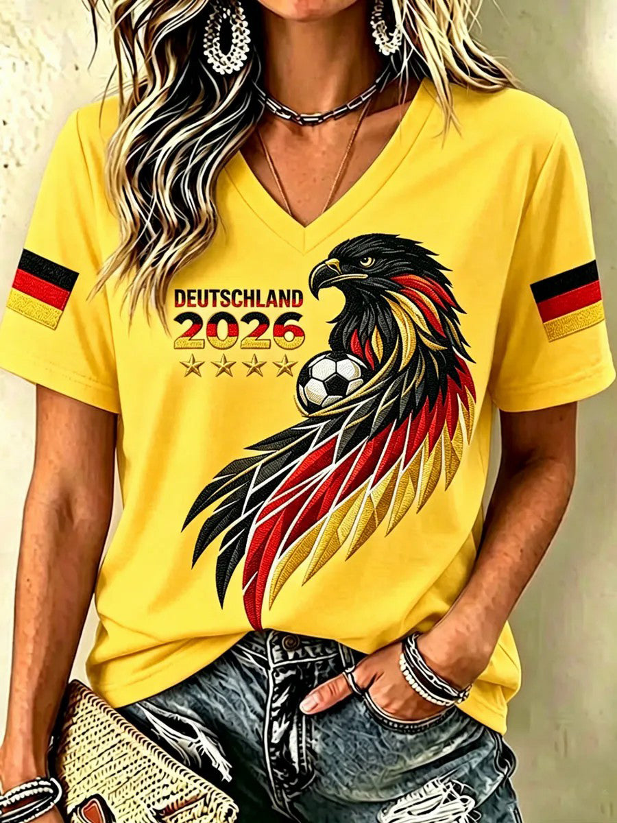 Frauen Deutschland Fußball Fan Bedrucktes T-Shirt