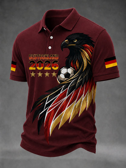 Herren-Fußballfan-T-Shirt mit deutschem Motiv, lässig geschnitten