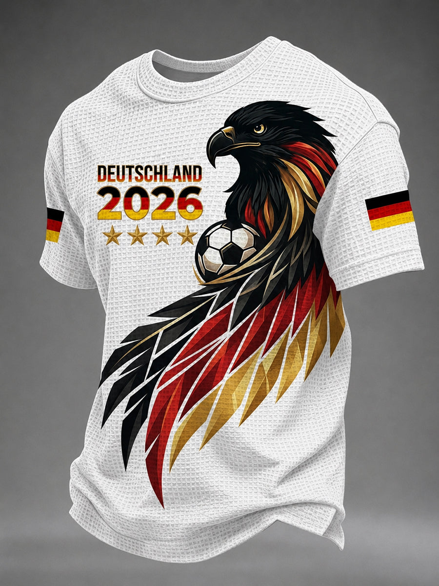 Bedrucktes Waffel-T-Shirt für Männer deutscher Fußballfan