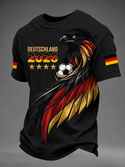 Bedrucktes Waffel-T-Shirt für Männer deutscher Fußballfan
