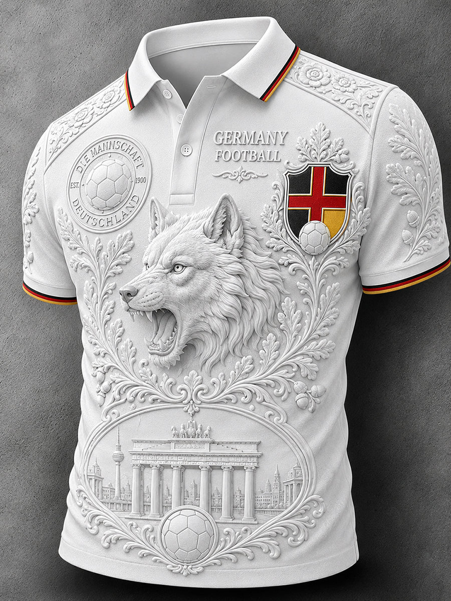 Retro-Fußballfan-Art-Print lässiges Poloshirt