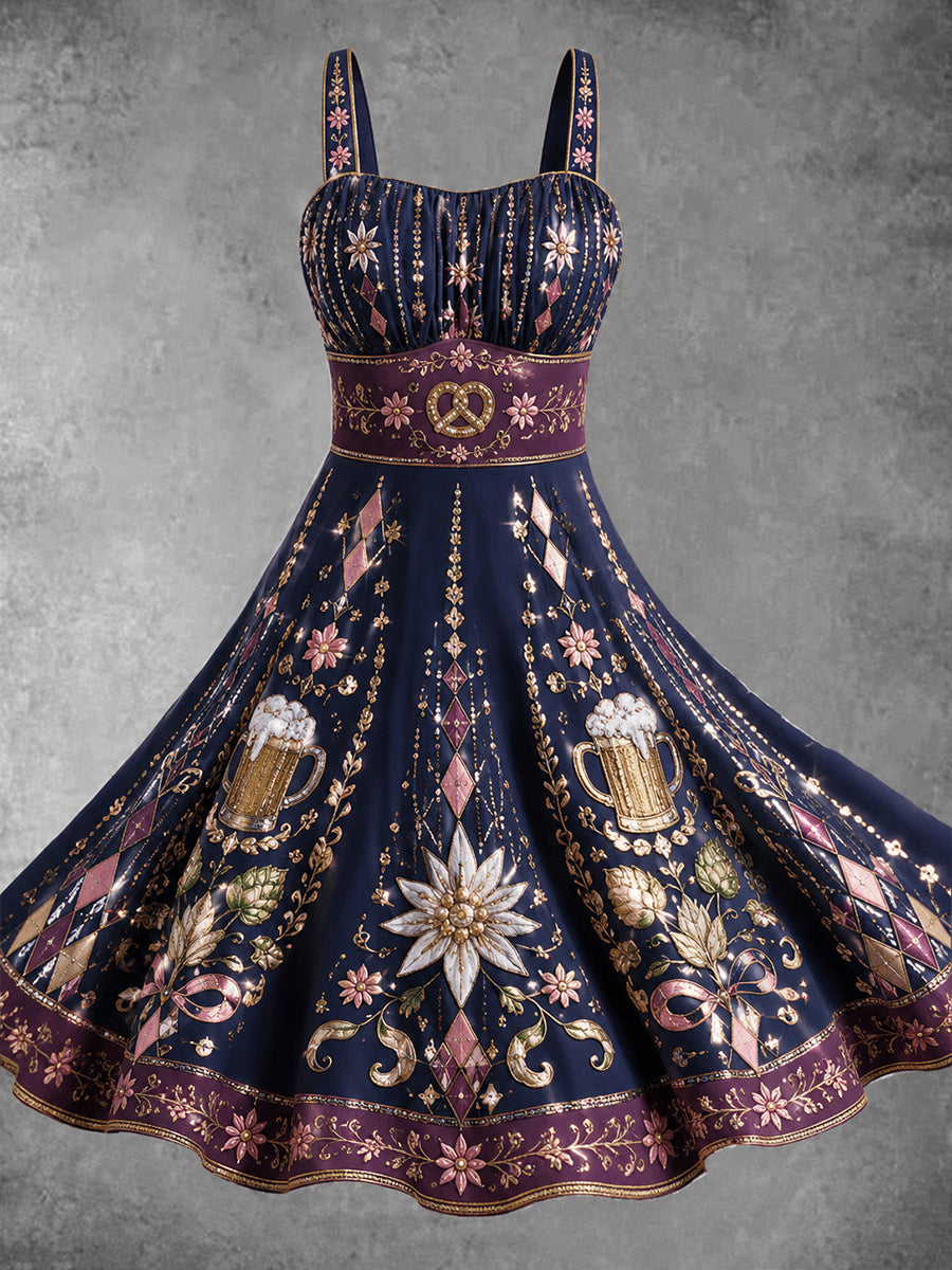 Damen-Oktoberfest-Kleid mit Blumenmotiv