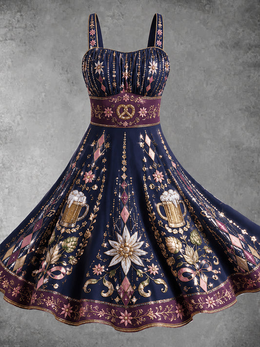 Damen-Oktoberfest-Kleid mit Blumenmotiv