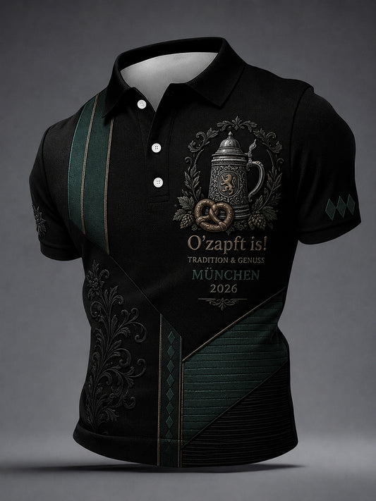 Herren-Oktoberfest-Shirt mit Kurzärmeln und Print