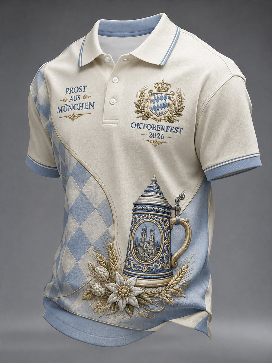 Herren-Oktoberfest-Shirt mit Kurzärmeln und Print