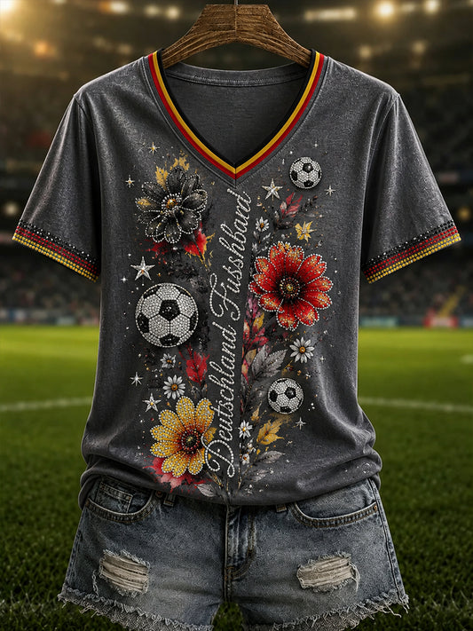Damen-Fußball-V-Ausschnitt-T-Shirt in Deutschland