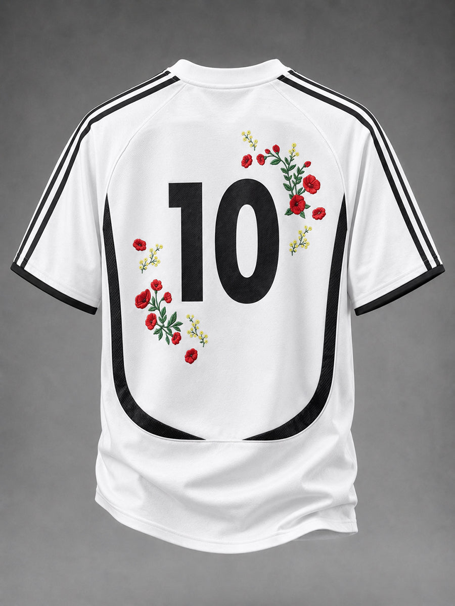 Herren-T-Shirt im Deutschland-Stil mit Blumenmuster und kurzen Ärmeln