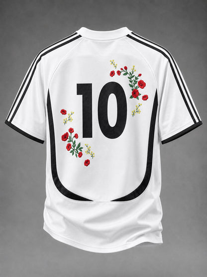 Herren-T-Shirt im Deutschland-Stil mit Blumenmuster und kurzen Ärmeln