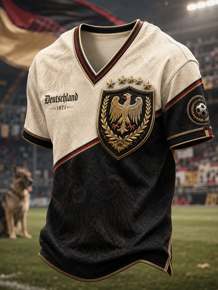 Herren-Fußball-V-Neck-T-Shirt aus Deutschland