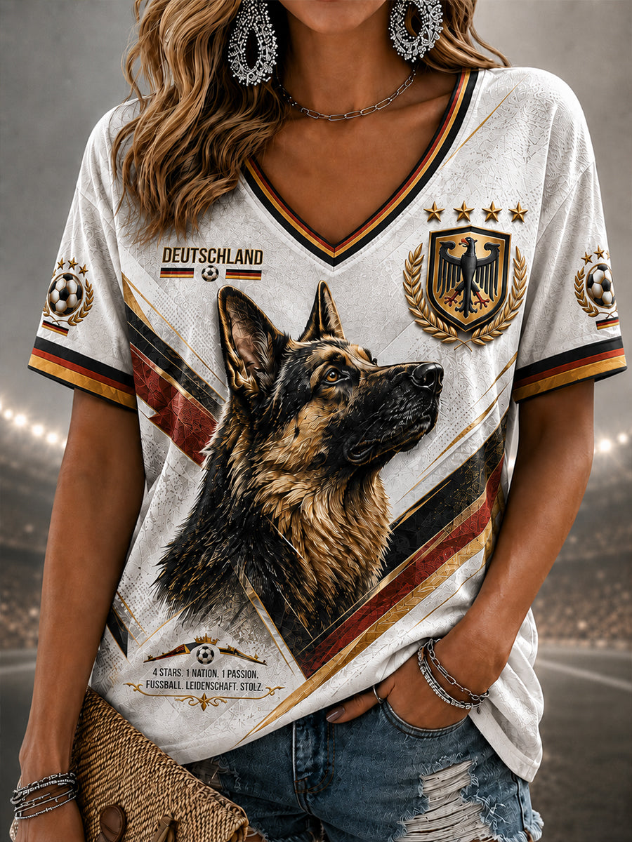 Damen-Fußball-V-Ausschnitt-T-Shirt in Deutschland